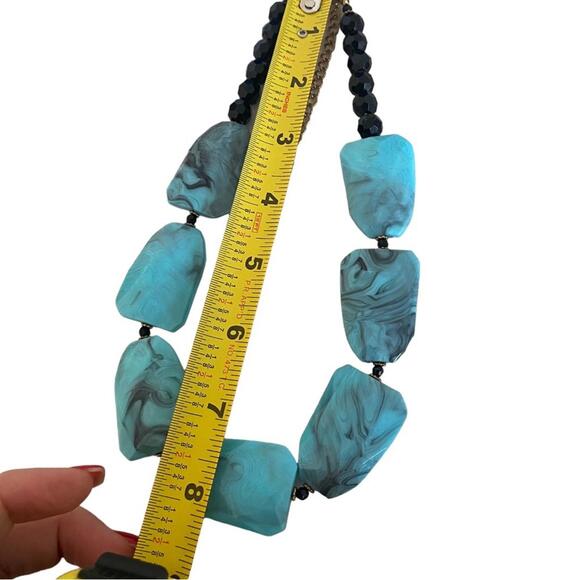 You and I necklace chunky adjustable tie dye faceted beads blue and black - Picture 9 of 10